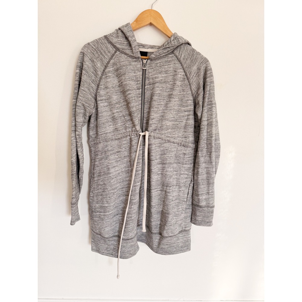 GAP Maternity Women‎ Gray Marled Full Zip Drawstring Hoodie Sweatshirt Small